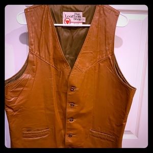 Men’s Brown Leather Vest, Size 46, Good Condition